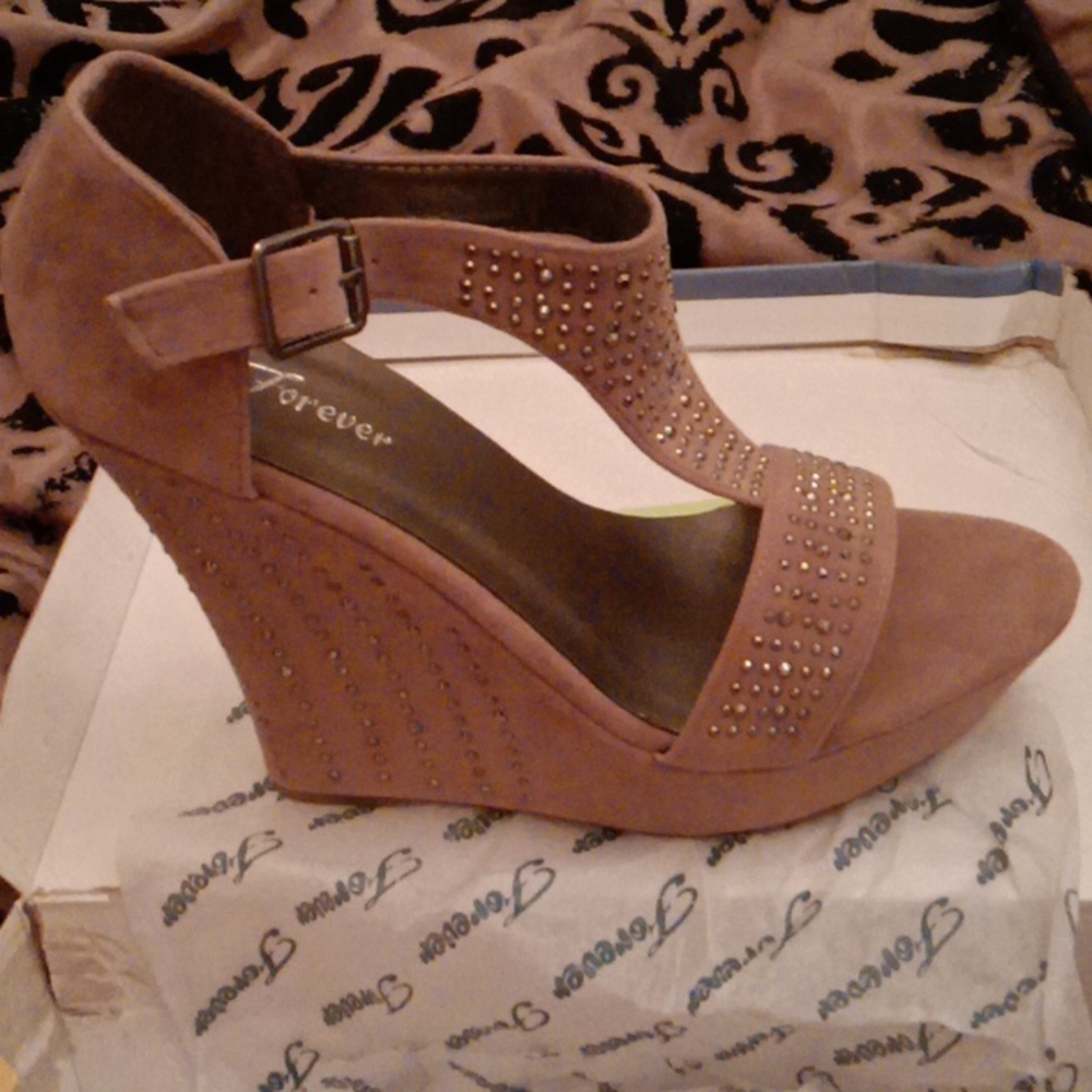 Forever Rhinestone Wedge Heels
